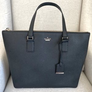 EUC Kate Spade Perfect Black Tote 100% Cow Leather Saffiano with dust bag